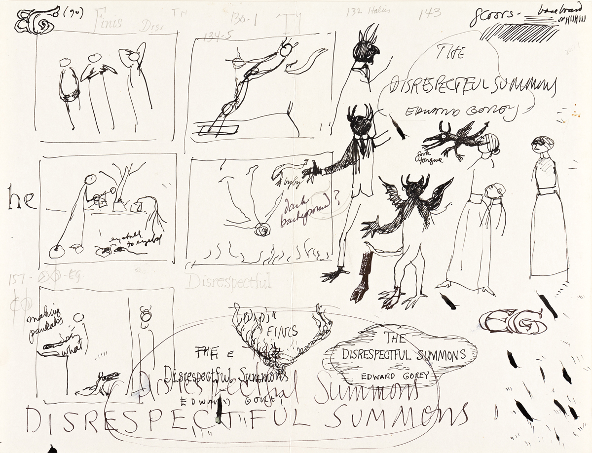 EDWARD GOREY (1925-2000) The Disrespectful Summons. Three concept sketches